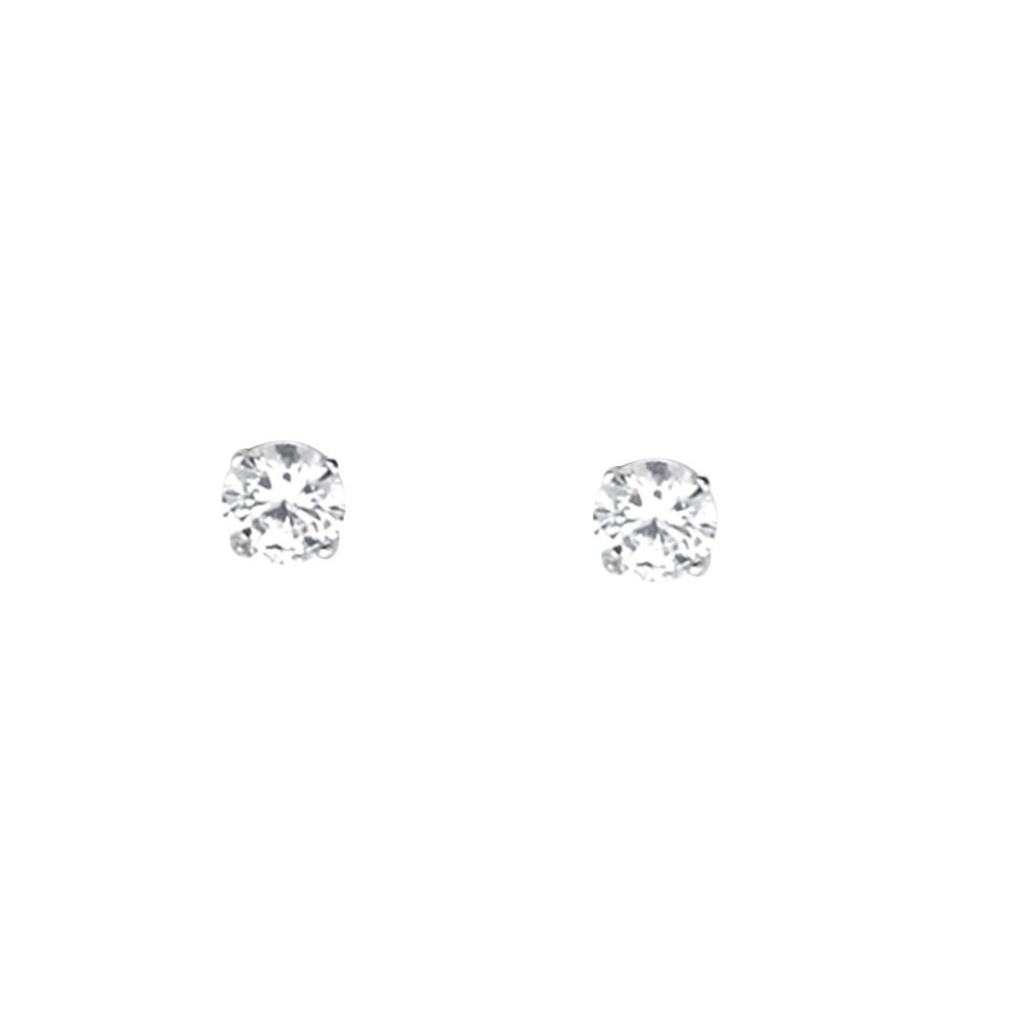 14k White 3mm Round Cz Basket Stud Earrings 85$
